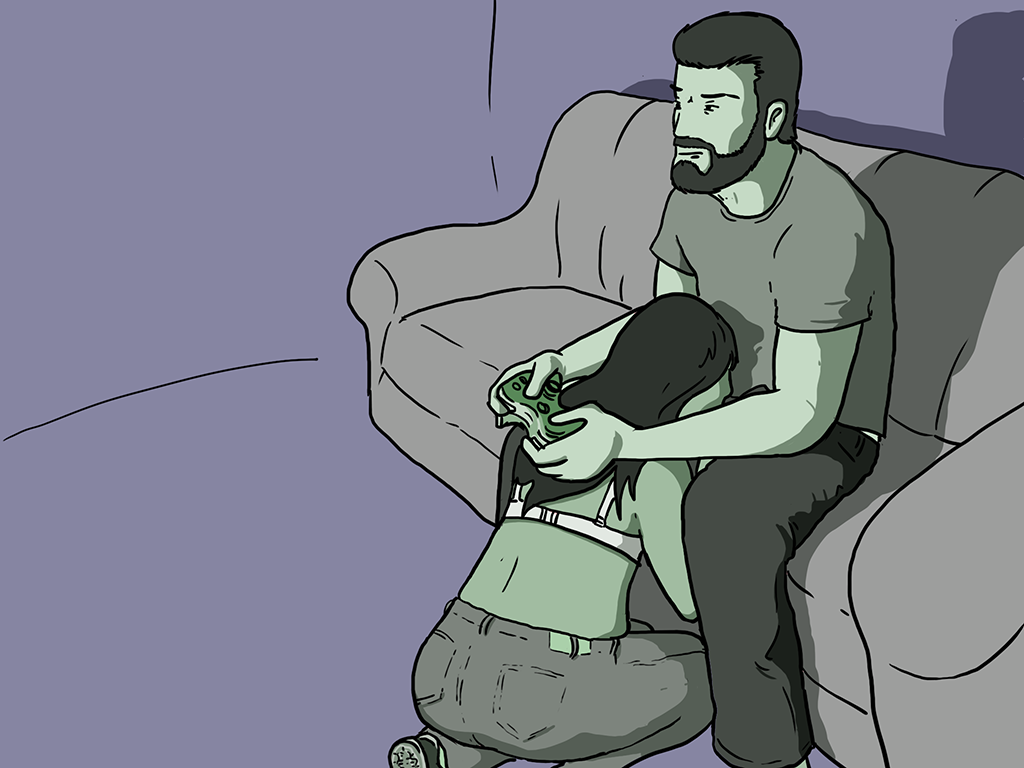 Blow job while gaming