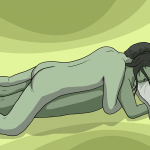 Person lies face-down on her front on the bed while a naked man lies on top of them, smothering her into the pillow. It's GOTN's favourite sex position
