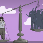Repeal the 8th - Image of scales of justice weighing in favour of a woman's right to choose