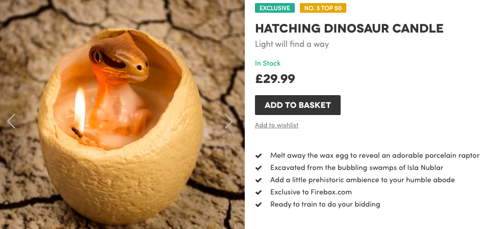 hatching dinosaur candle