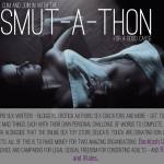 Image of a semi-naked woman lying down, with accompanying text that explains what Smutathon is and why the team is raising money for Backlash UK and Rape Crisis England and Wales