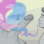 Guy breathing in the heady, sexy smell of someone's lovely cock. Clouds of different scents trickle into his nostrils