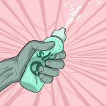Hand squeezing a bottle of lube