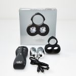 Silver box packaging for JETT plus wires, remote, two silver bullets and wires that make up the Hot Octopuss JETT sex toy