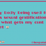 Katy from Sexpots explains why she loves giving tit wanks. Quote reads "My body being used for his sexual gratification is what gets my cunt wet"