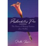 Picture of the cover of 'Aphrodite's pen' with purple/pink tones and a picture of a flower