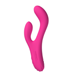 Pink rabbit-style vibrator with smooth curves and a bulbous head