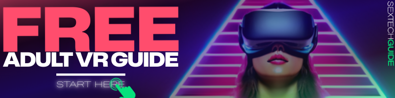 Image of a person wearing a VR headset with the tagline 'FREE adult VR guide'