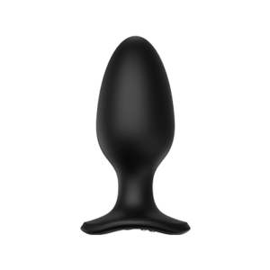 Bulbous black butt plug with flared bar base